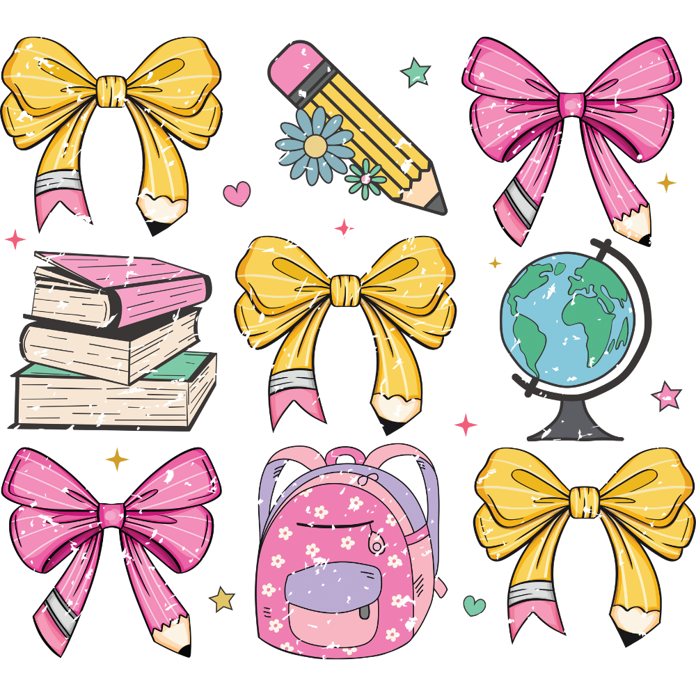 Teacher Coquette Pencil Bow School Bus Retro