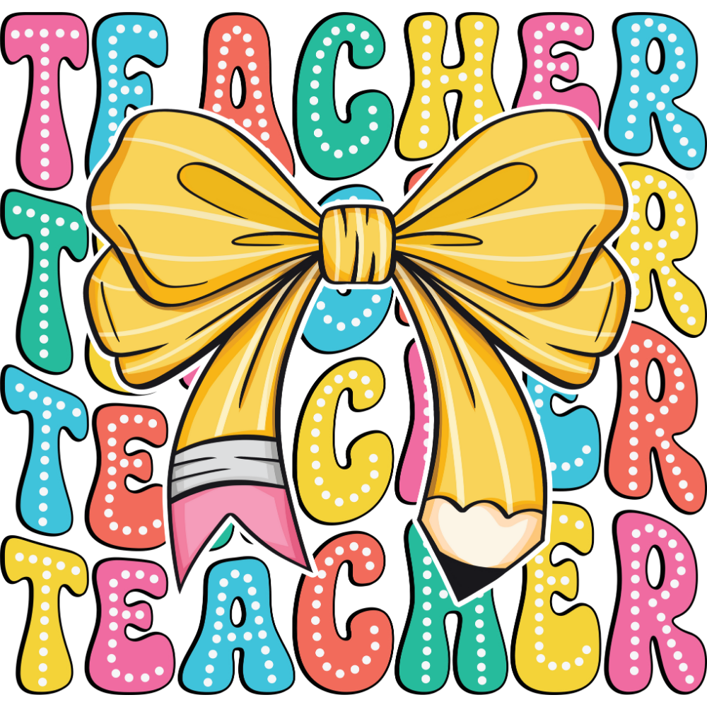 Teacher Pencil Bow-Dots