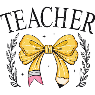 Teacher Pencil Bow Retro