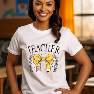 Teacher Pencil Bow Retro