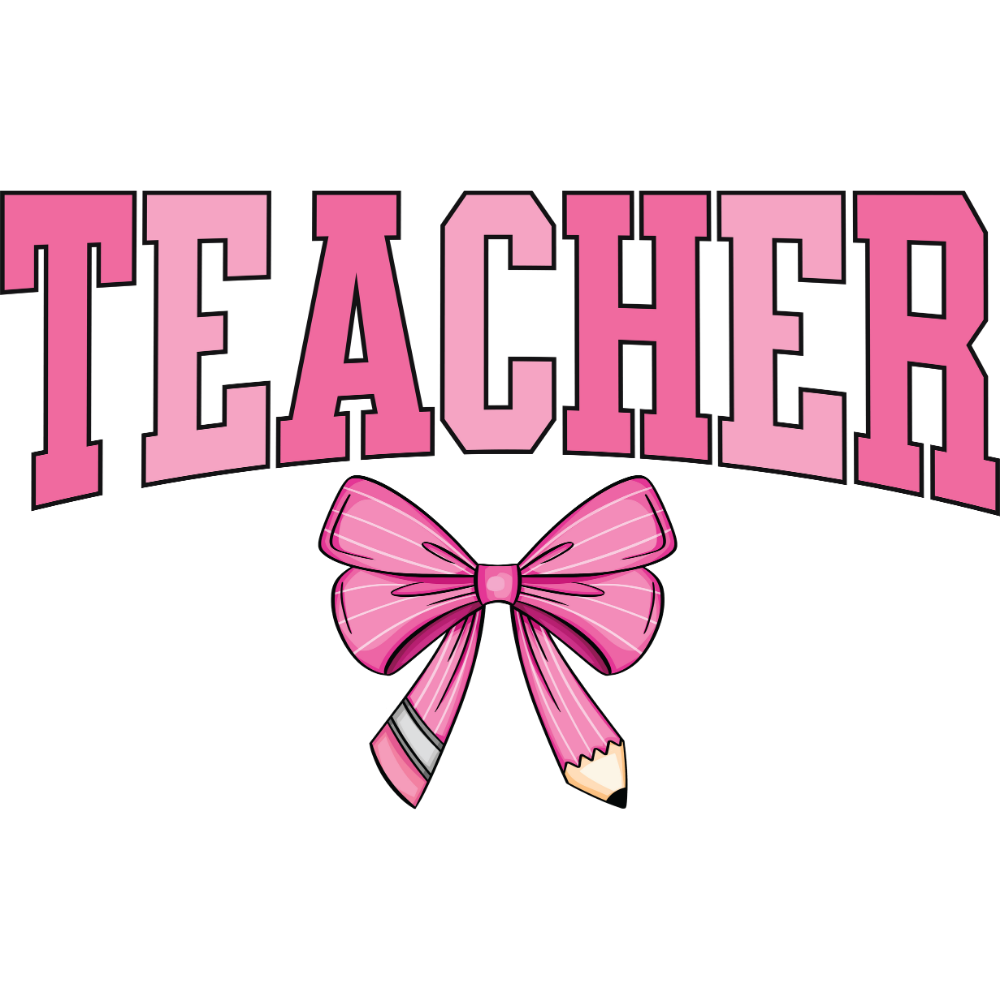 Teacher Pink Pencil Bow