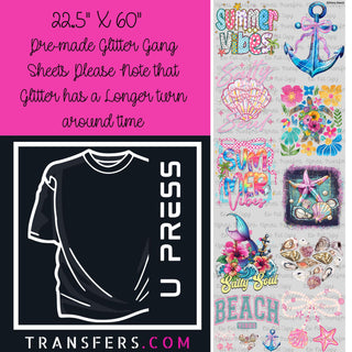 Glittery Beach Glitter Gang Sheet