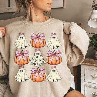 Ghost Pumpkin Coquette Bow Retro