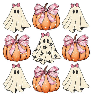 Ghost Pumpkin Coquette Bow Retro