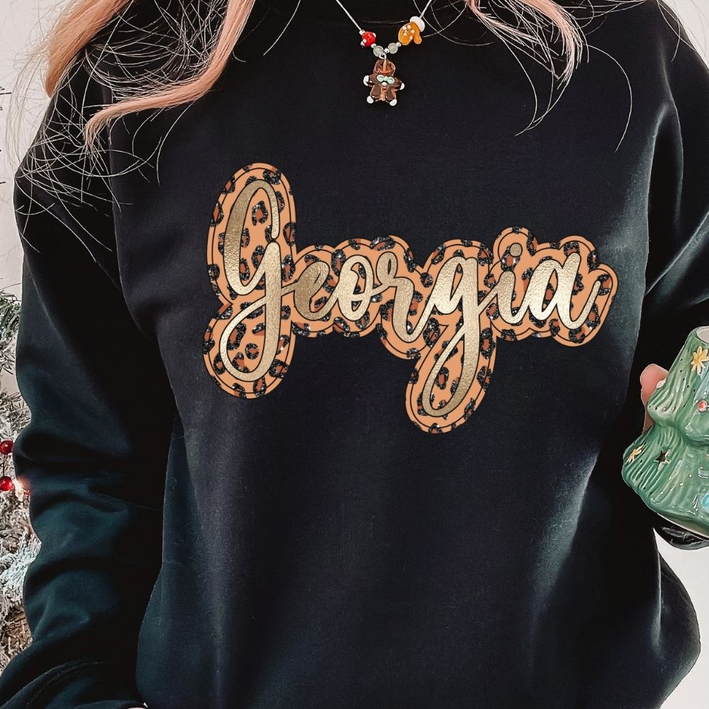 Georgia Script Leopard Glitter – U Press Transfers