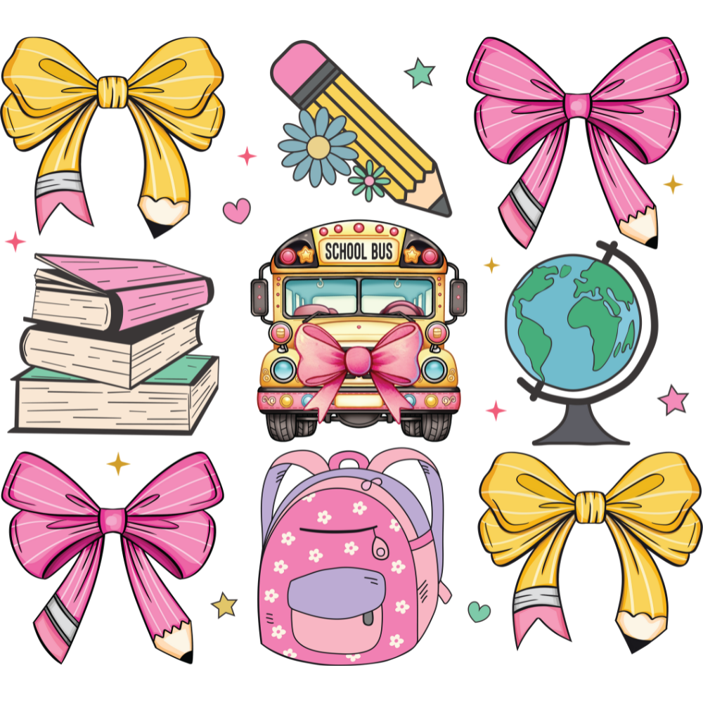 Teacher Coquette Pencil Bow School Bus