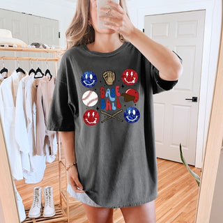 Baseball Glitter Smiley
