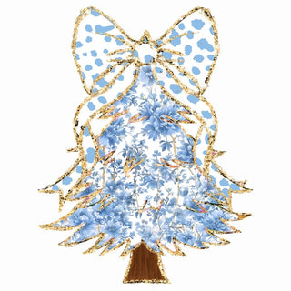 Christmas Tree Coquette Floral Blue