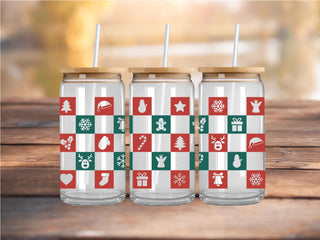 Checkered Christmas UV DTF 16oz Wrap