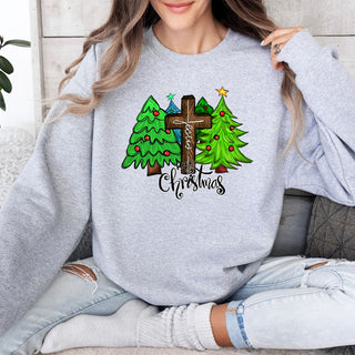 Merry Christmas Cross And Trees