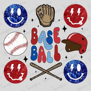 Baseball Glitter Smiley