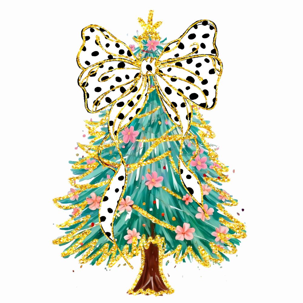 Christmas Tree Coquette Gold Outline