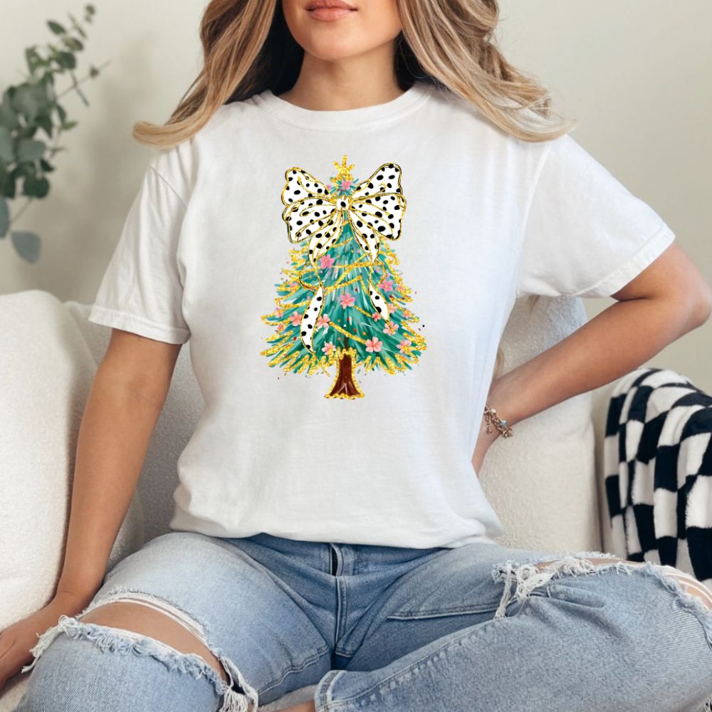 Christmas Tree Coquette Gold Outline