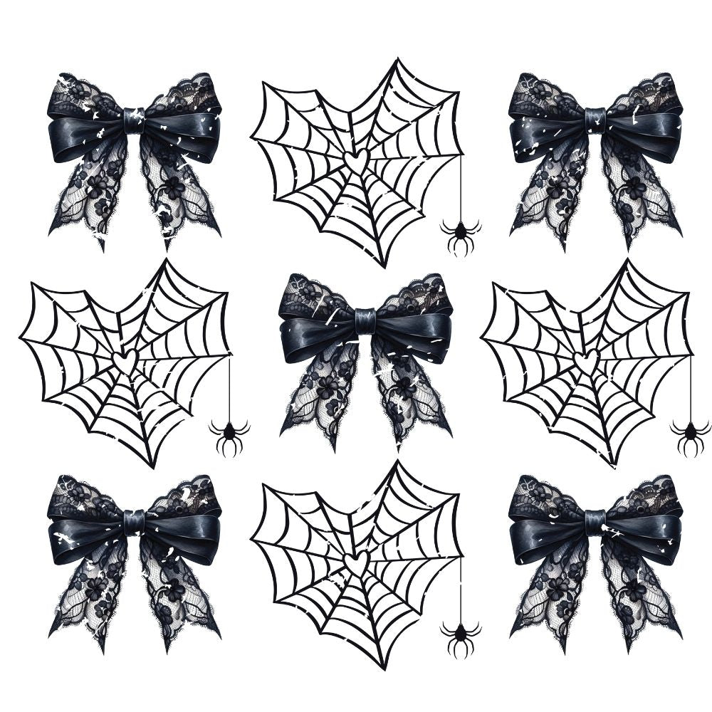 Halloween Coquette Spiderweb Bow Retro