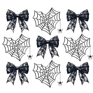 Halloween Coquette Spiderweb Bow Retro