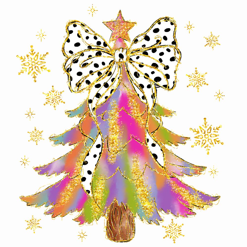 Watercolor Christmas Tree Coquette