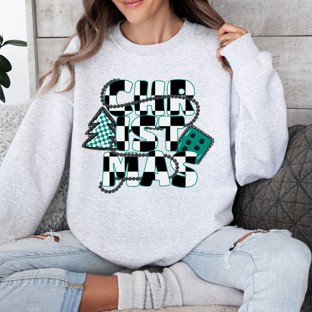 Christmas Turquoise Checkered