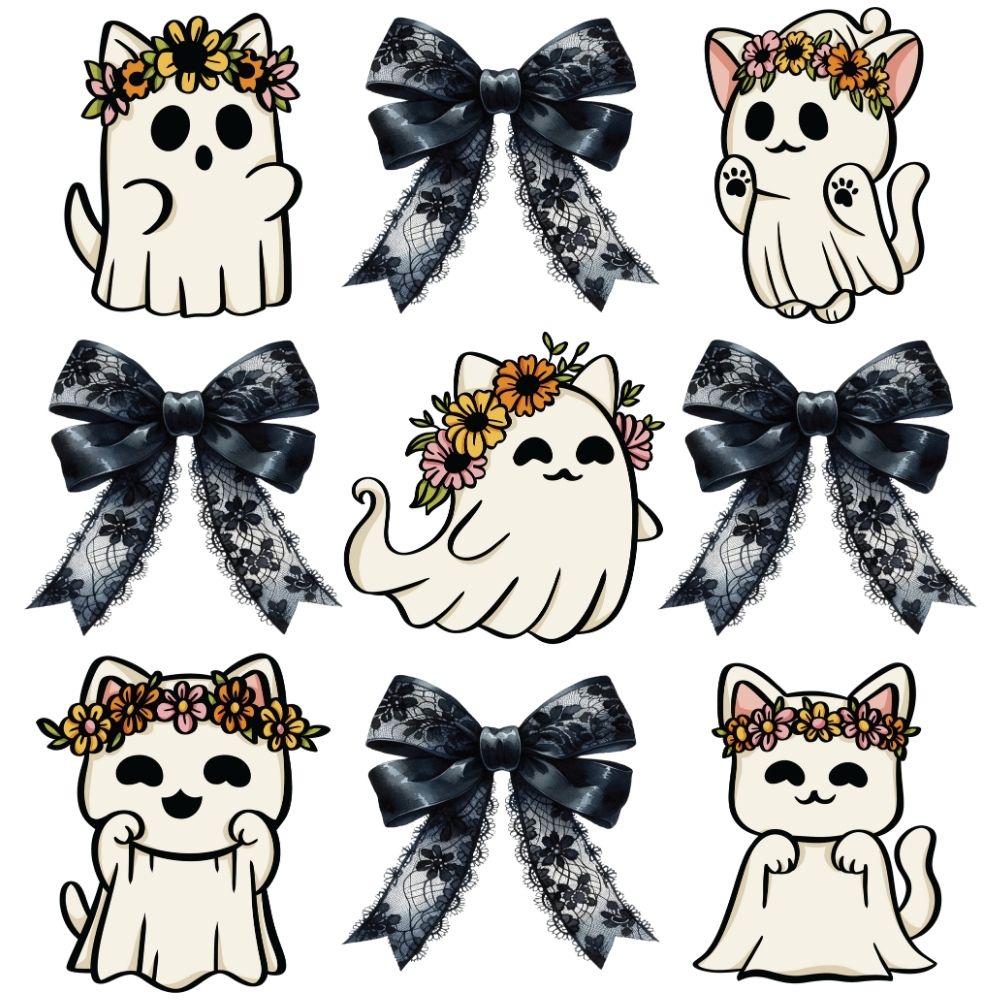 Halloween Coquette Cat Ghost