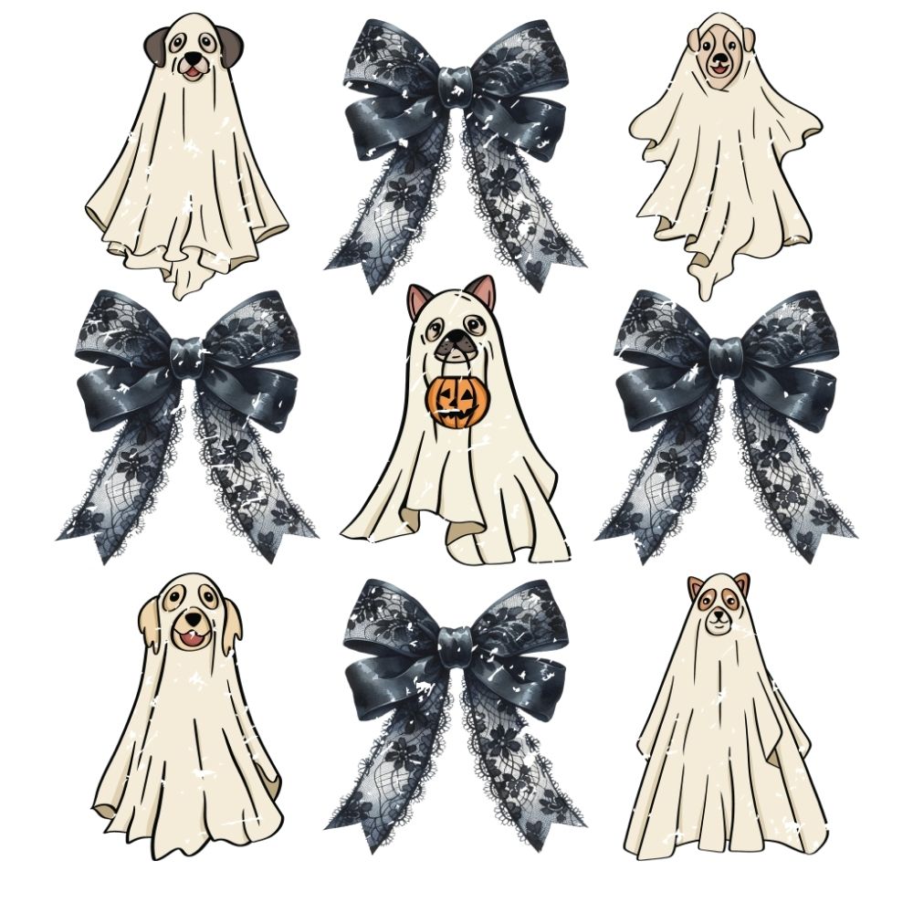 Halloween Coquette Dog Ghost Retro