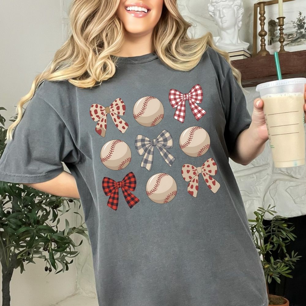 Retro Baseball Coquette Bow