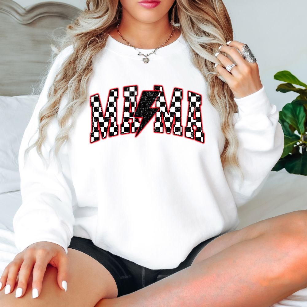 Red Neon Checkered Mama