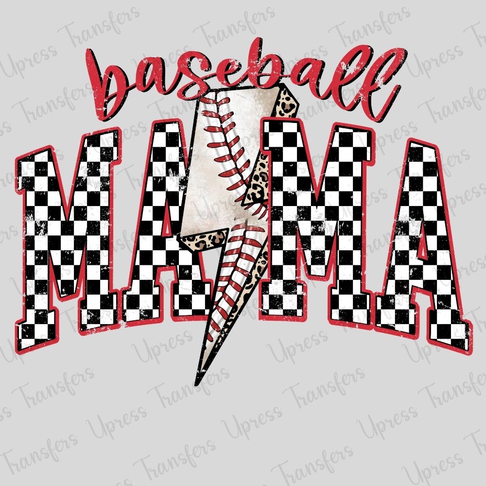 Trendy Checkered Baseball Mama