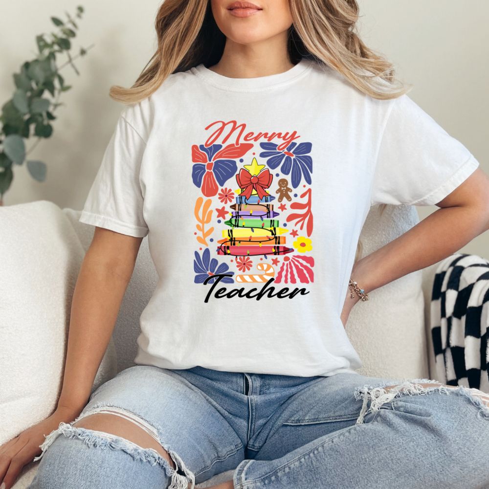 Merry Teacher Crayon Tree