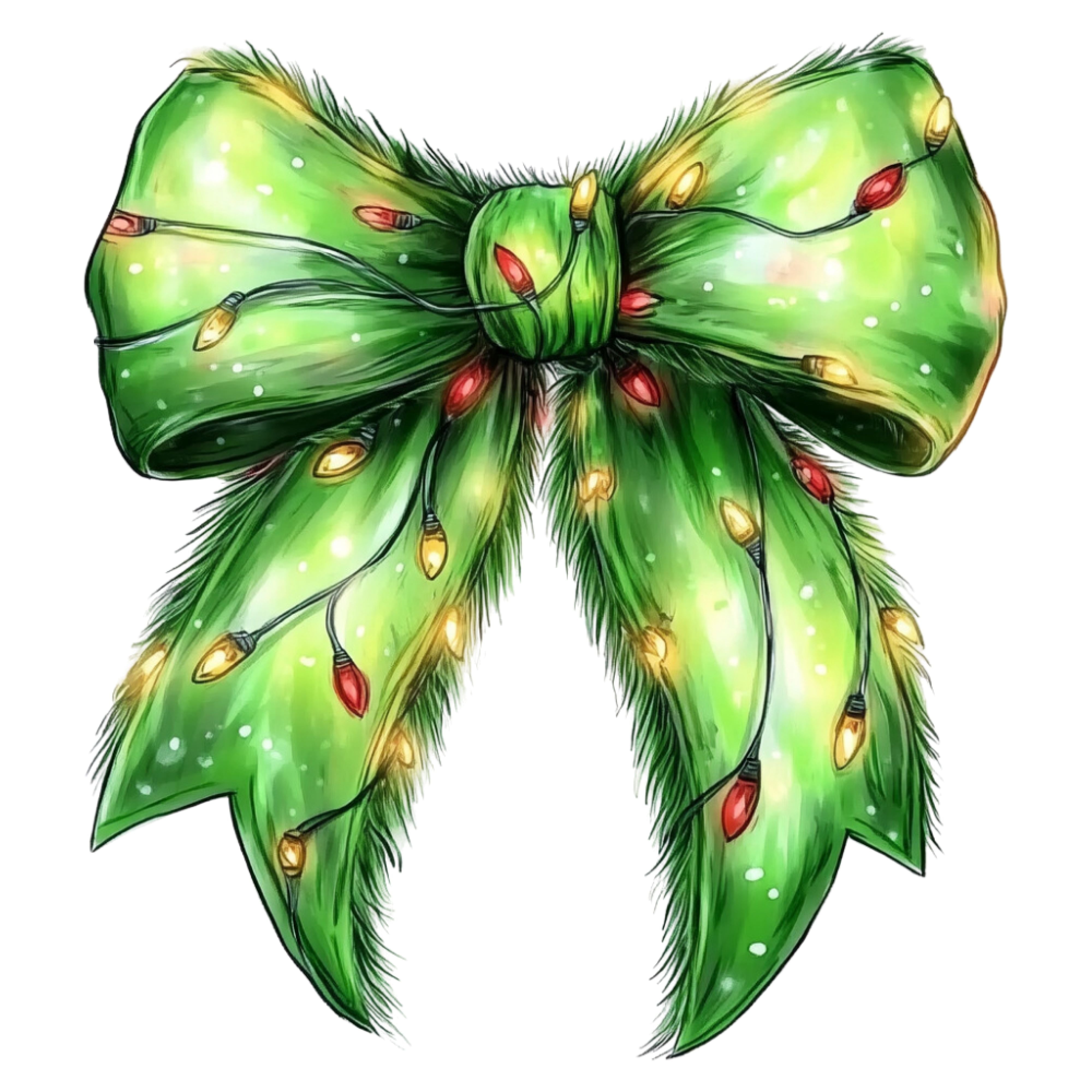 FURRY GREEN BOW WITH LIGHTS