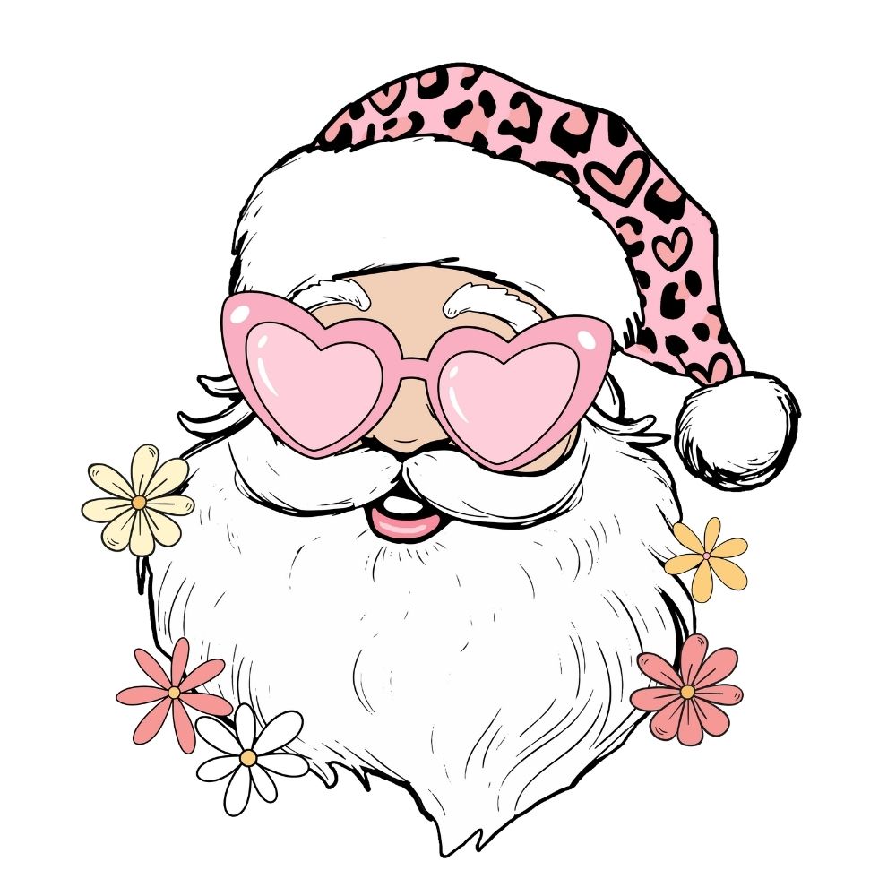 Santa Wearing Pink Cheetah Hat