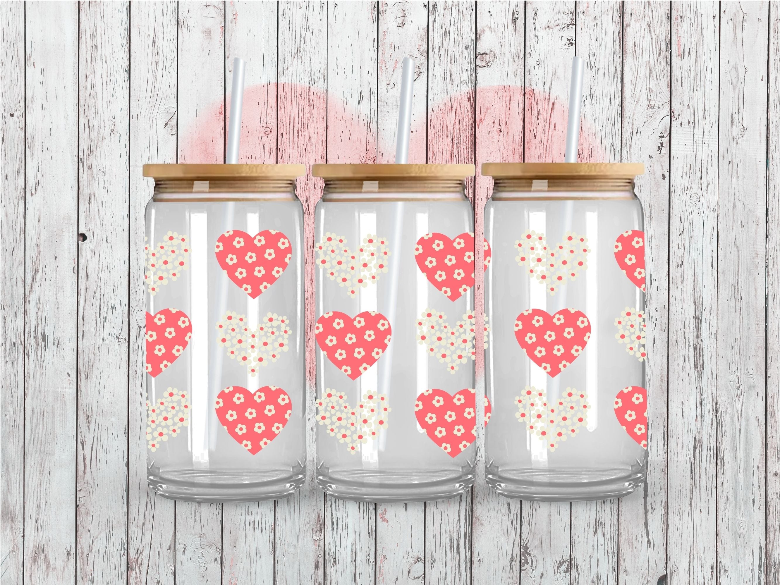 Floral Hearts UV DTF 16oz