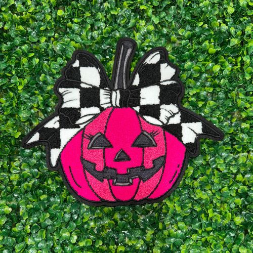 Checkered Hot Pink Pumpkin