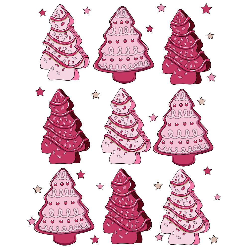 Pink Christmas Cakes With Stars