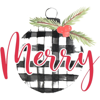 Merry Script Checkered Bulb