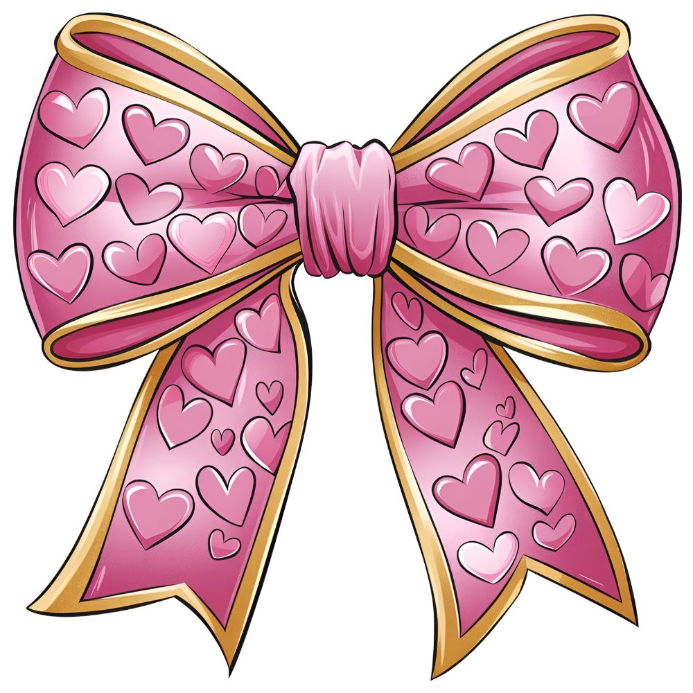 Valentines Day Pink Hearts Coquette Bow