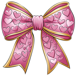Valentines Day Pink Hearts Coquette Bow