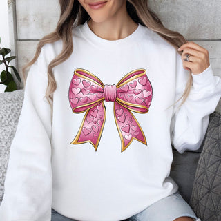 Valentines Day Pink Hearts Coquette Bow