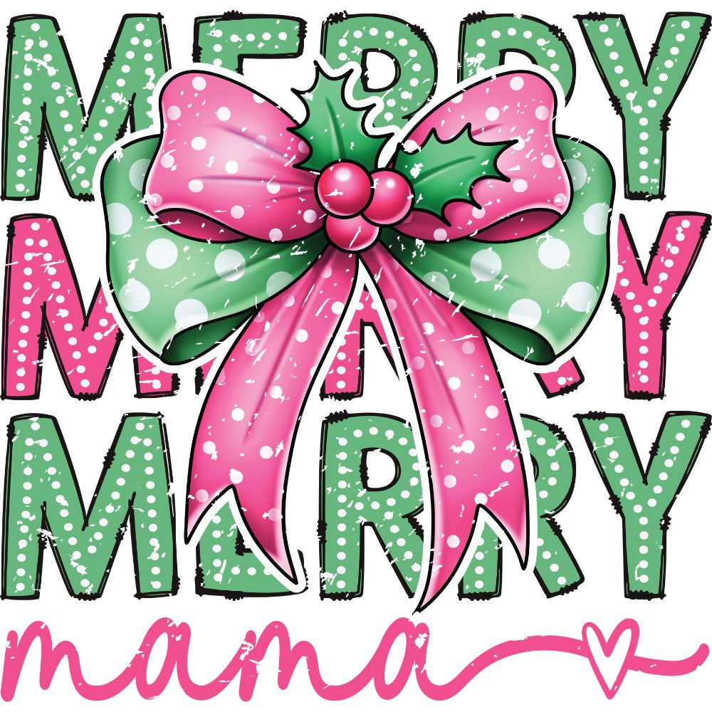 Merry Mama Mistletoe Bow Retro