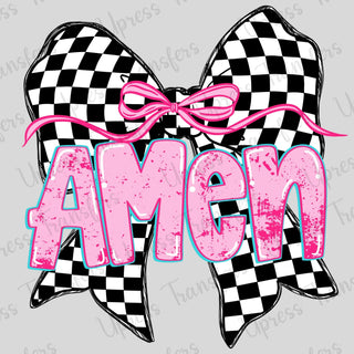Amen Checkered Bow Cutesy