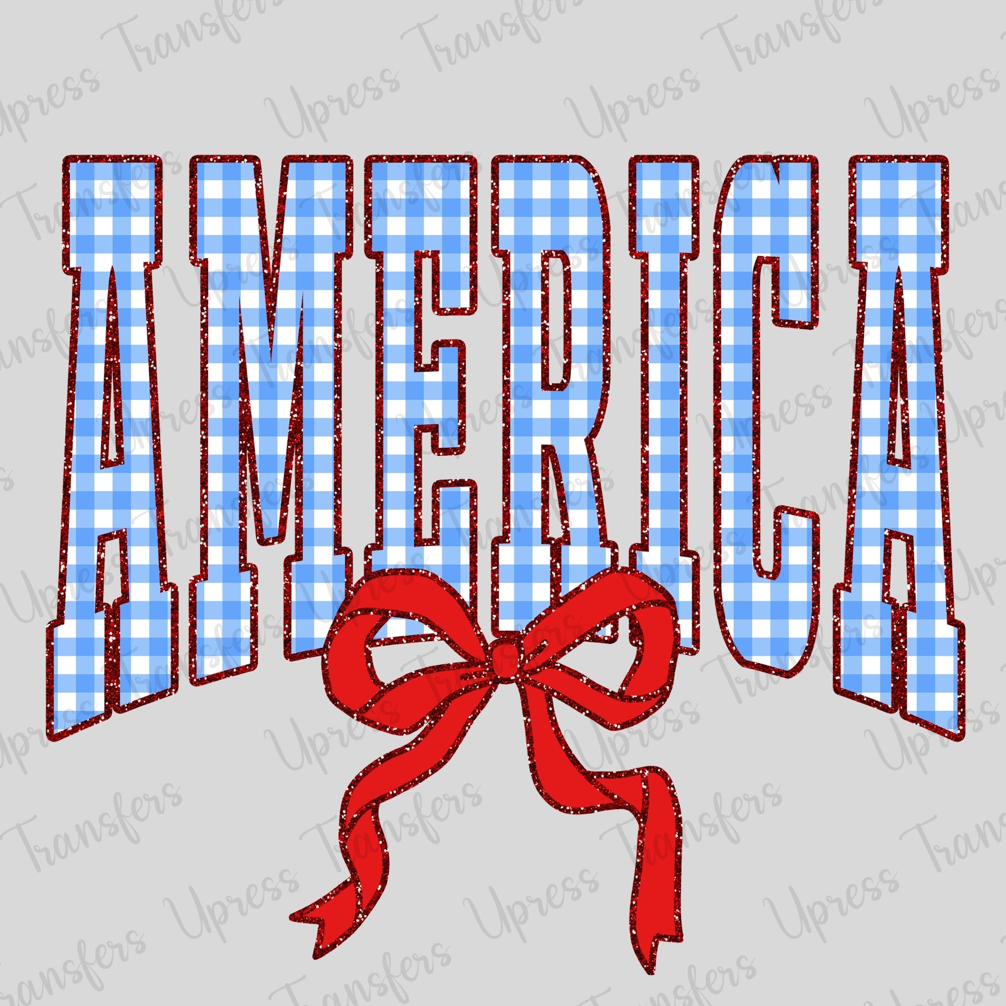 America Bow Sparkle Blue Plaid