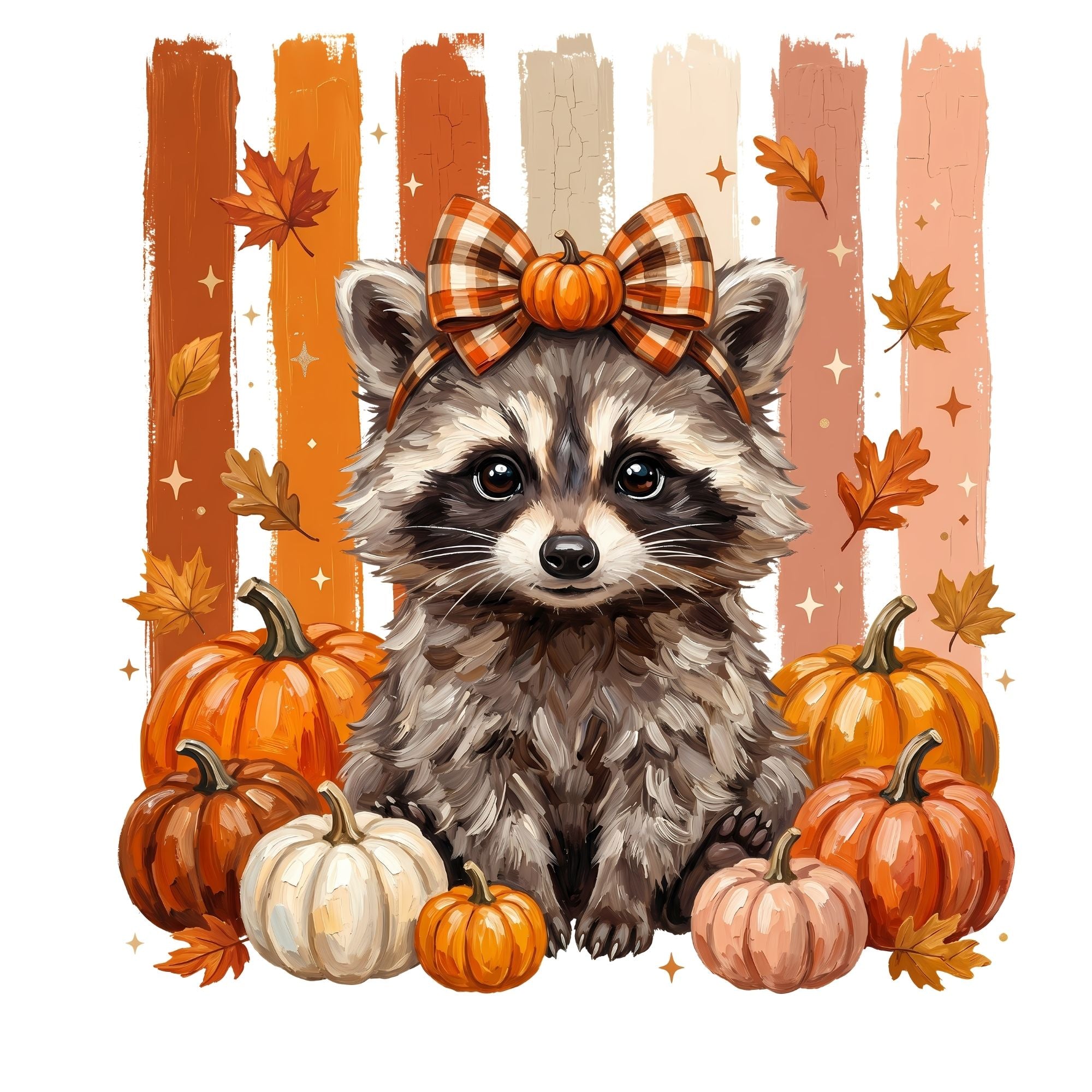 Baby Fall Racoon Plaid bow