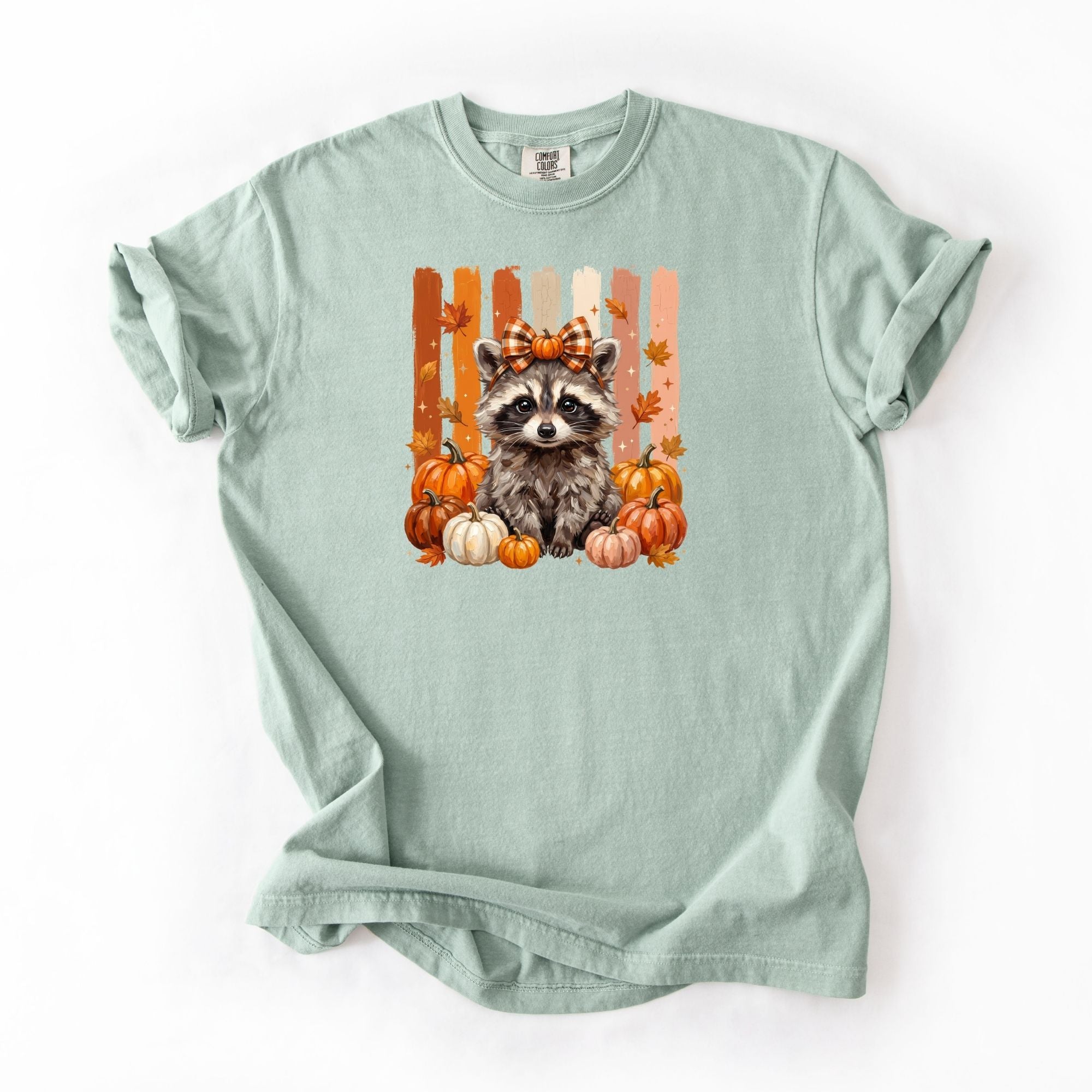 Baby Fall Racoon Plaid bow
