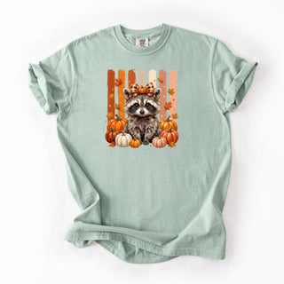 Baby Fall Racoon Plaid bow