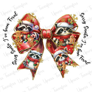 Baby Racoon Festive Christmas Bow