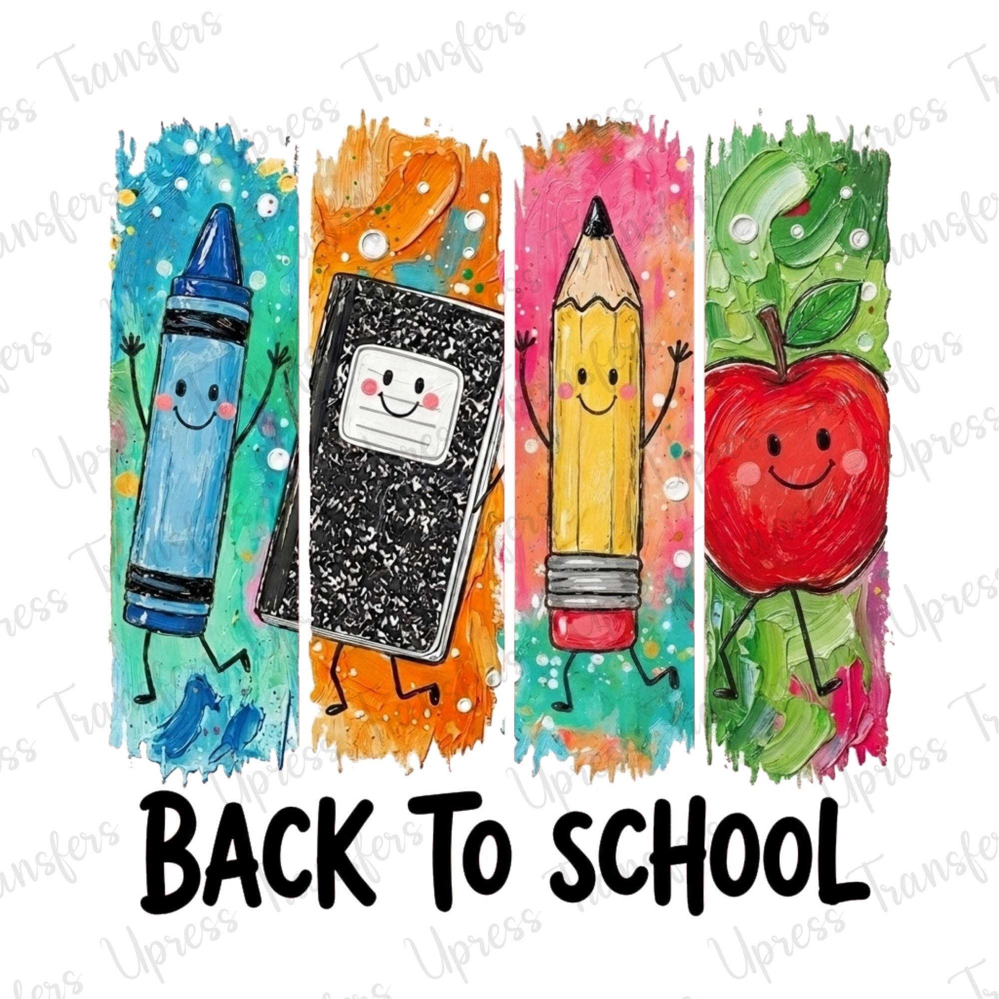 Back To School Characters Brush Strokes