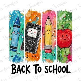 Back To School Characters Brush Strokes