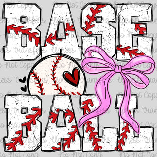 Baseball Bright Pink Bow