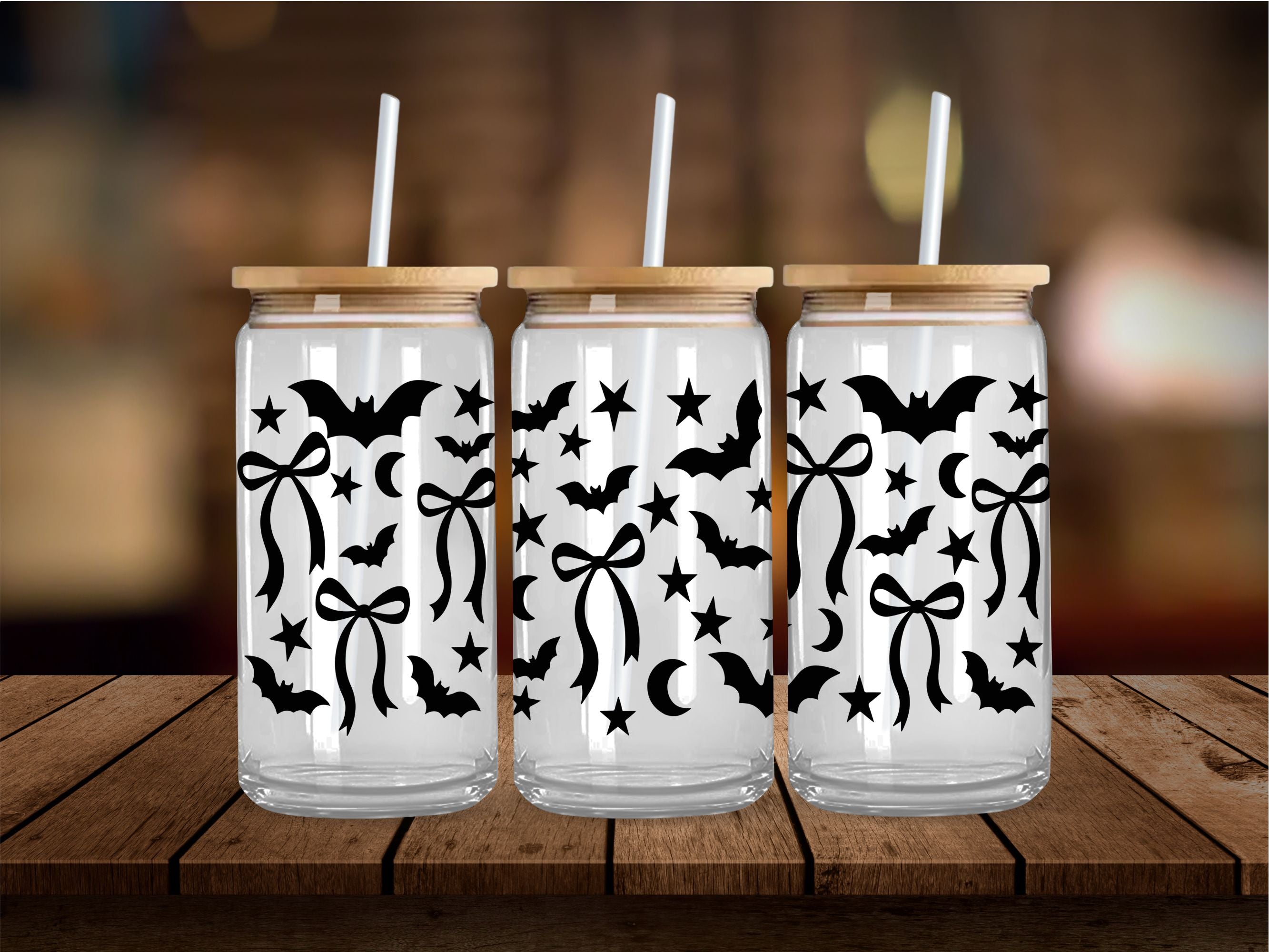 Bats and Stars Coquette Black 16 Oz Wrap