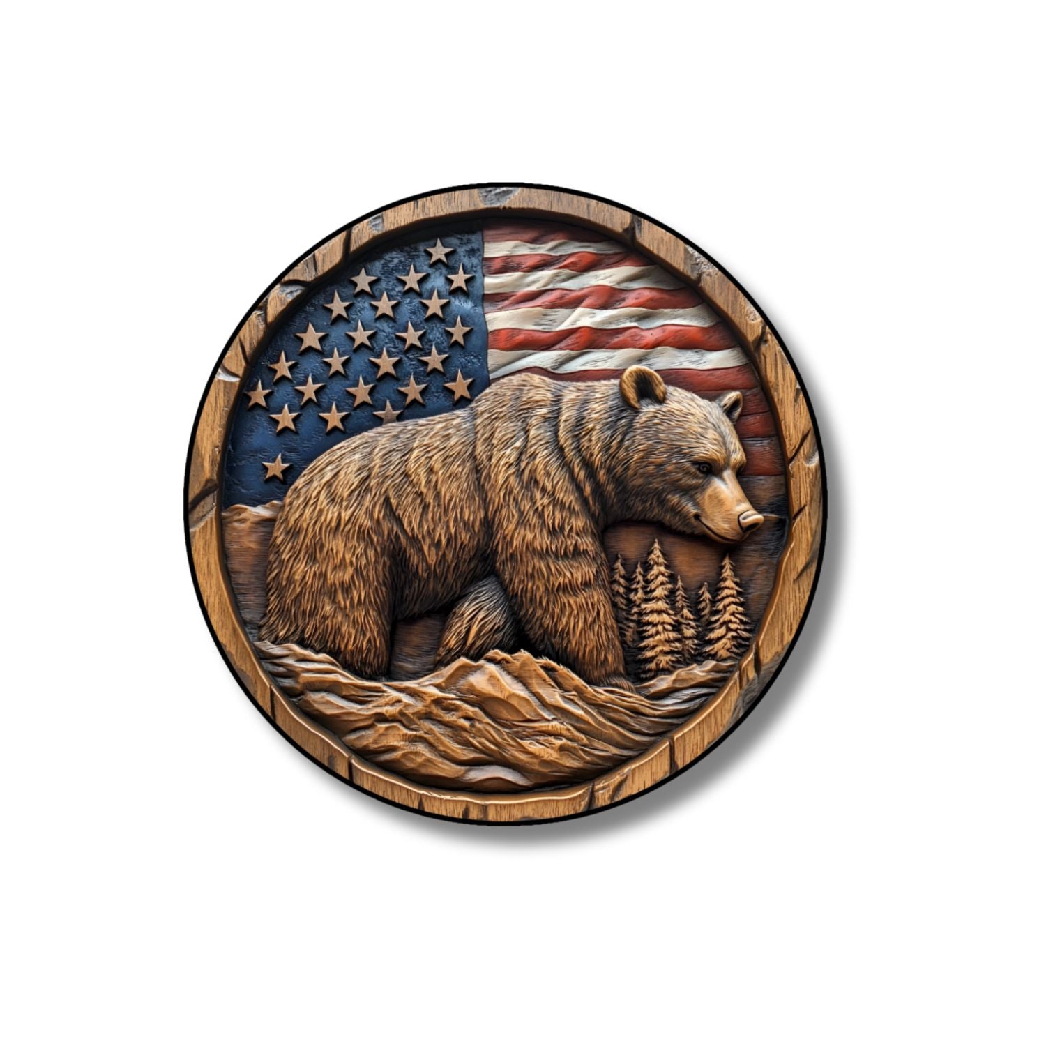 Bear Wooden Flag