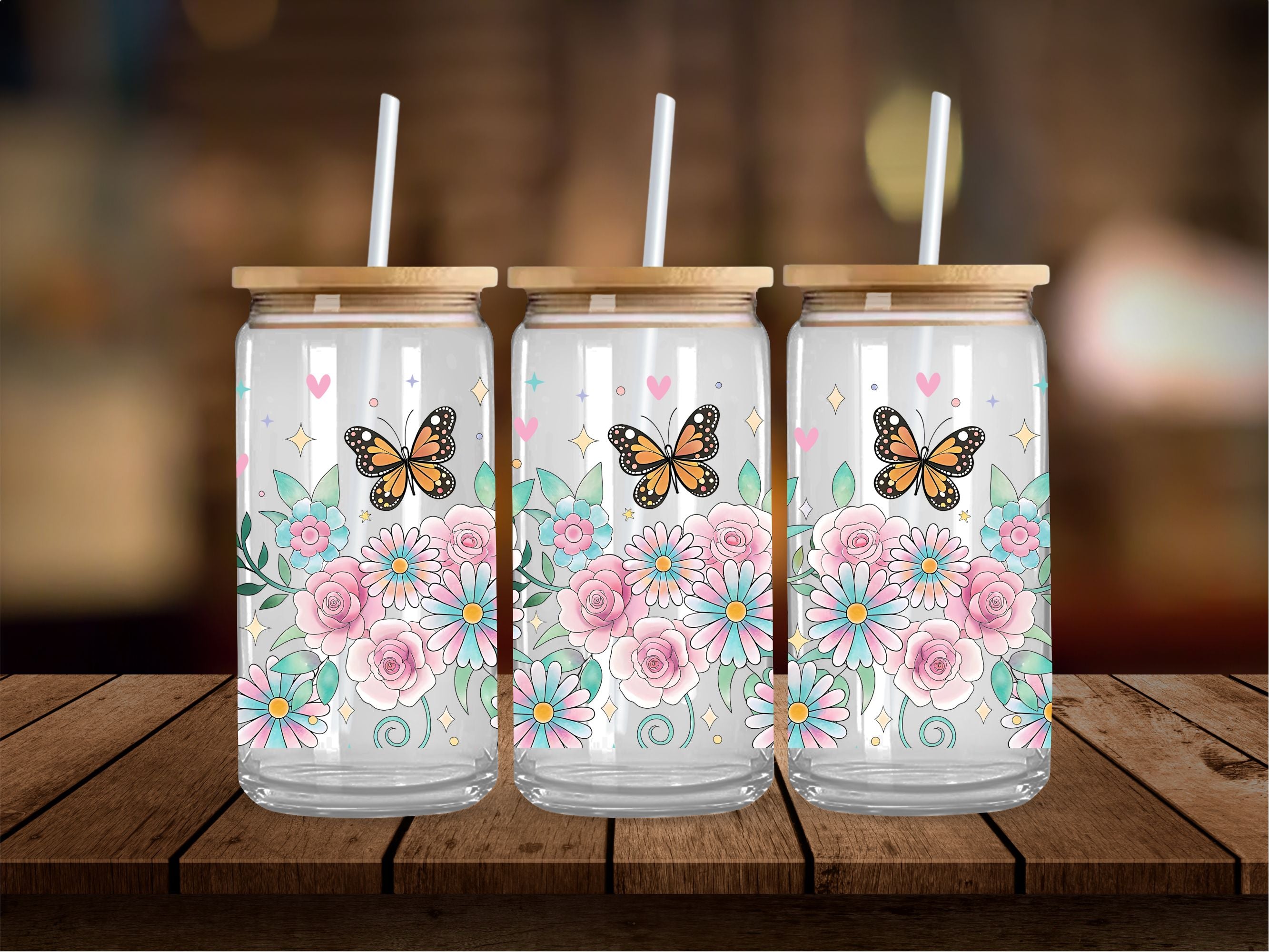 Beautiful Flowers and Butterflies 16 Oz Wrap
