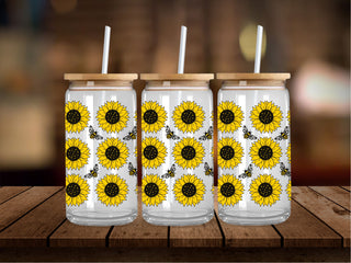 Bees and Sunflower Rows 16 Oz Wrap